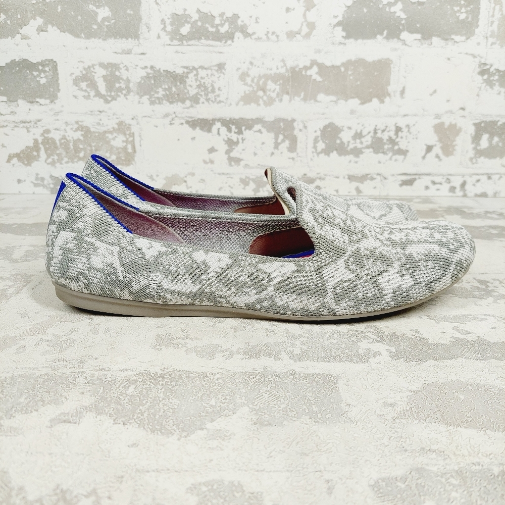 New Rothy's The Loafer Ivory Grey Snake Slip On Round Toe Loafers F998 - Picture 3 of 8